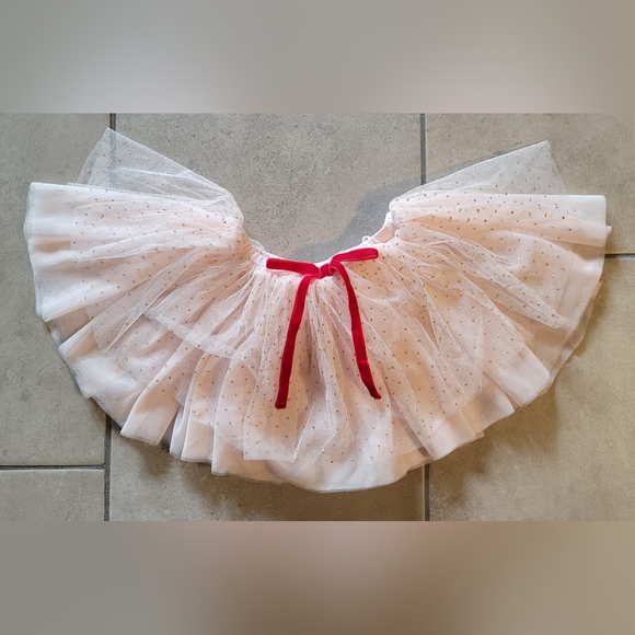 Mud Pie Baby Girl Glittery Pink Tutu with Red Bow NWOT - 12 / 18 Months - Picture 1 of 4